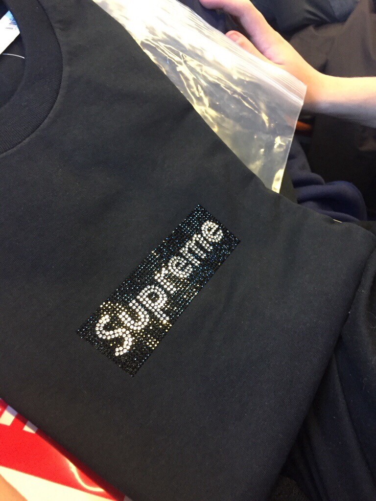 supreme swarovski box logo black